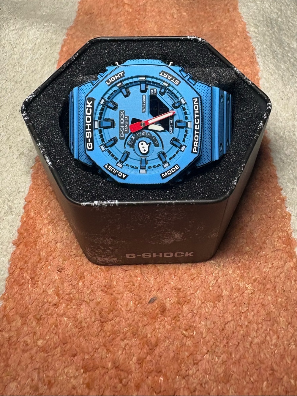 G-Shock Blue Resin Sport Watch with Red Accent